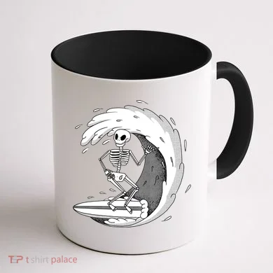 Surfing Skeleton Coffee Mug back