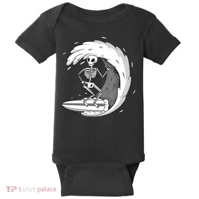 Surfing Skeleton Baby Bodysuit