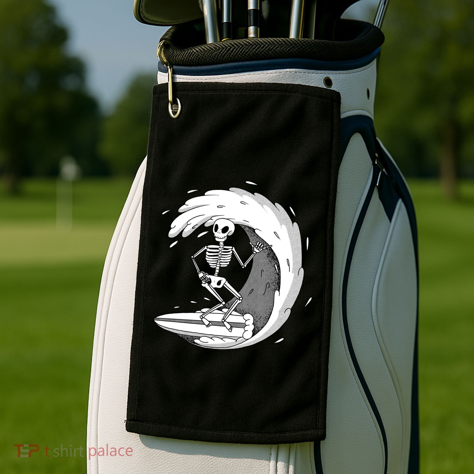 Surfing Skeleton Golf Towel