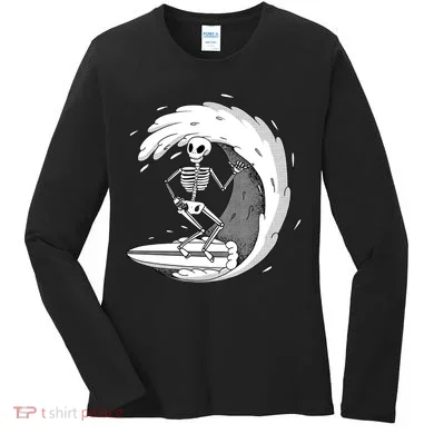 Surfing Skeleton Women's Long Sleeve Shirt