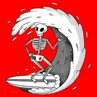Surfing Skeleton Santa Hat thumb 1