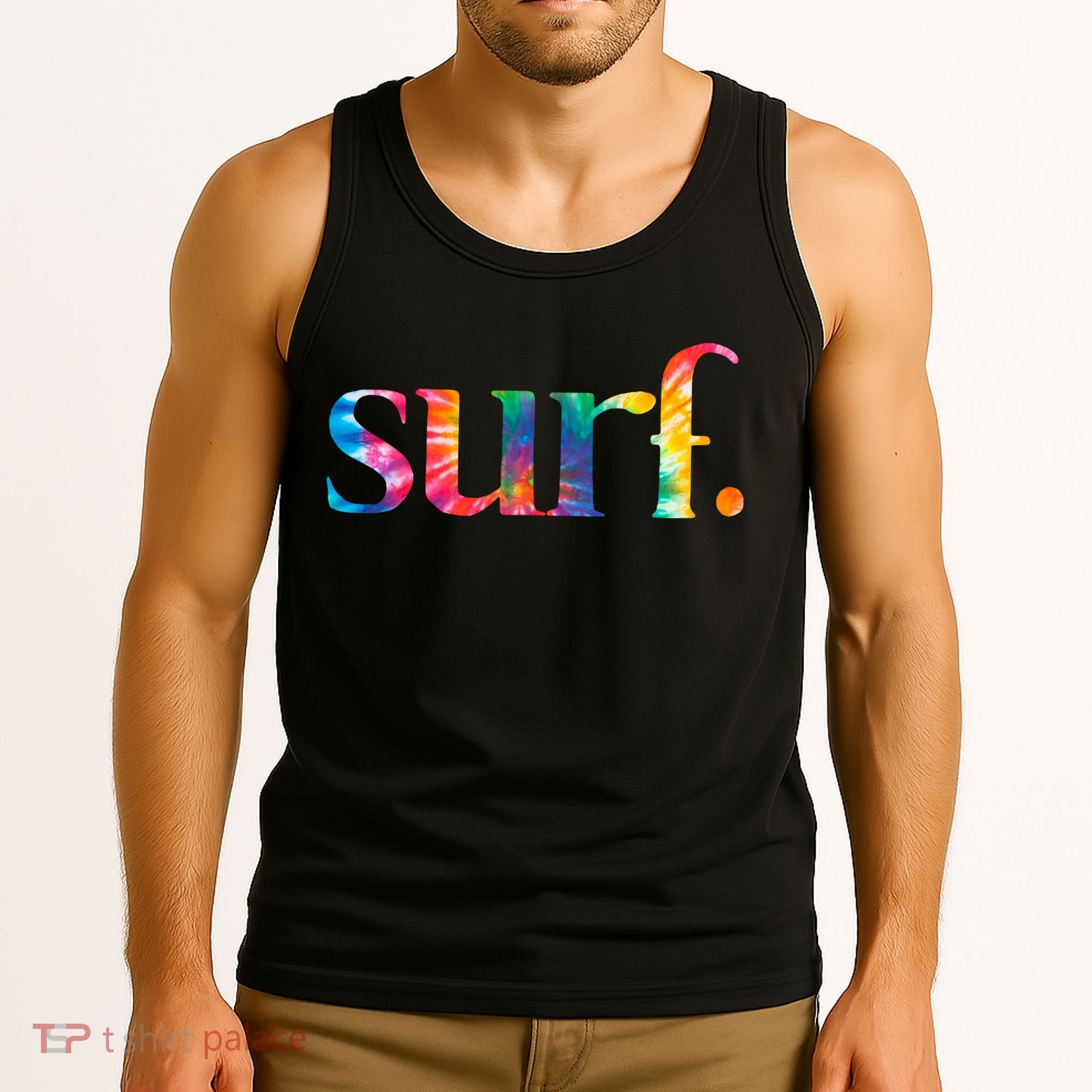Surf Summer Surfing Rainbow Tank Top