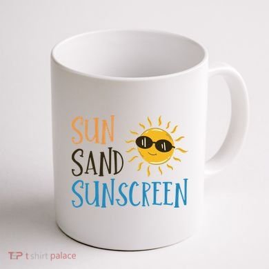 Sun Sand Sunscreen Coffee Mug back