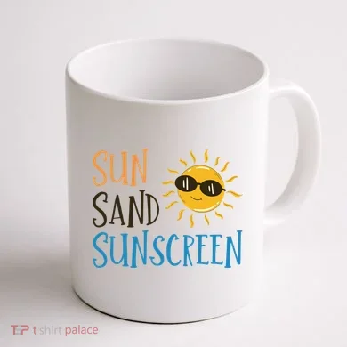 Sun Sand Sunscreen Coffee Mug back