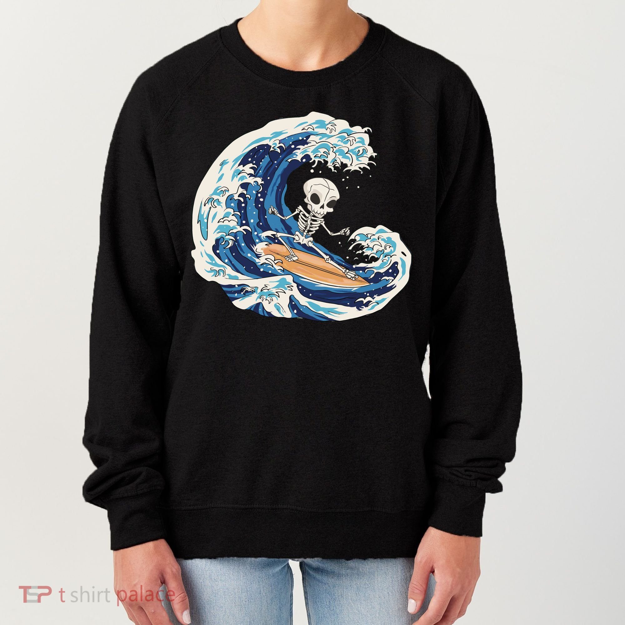 Skeleton Surfing Summer Surfer Women's Sweatshirt