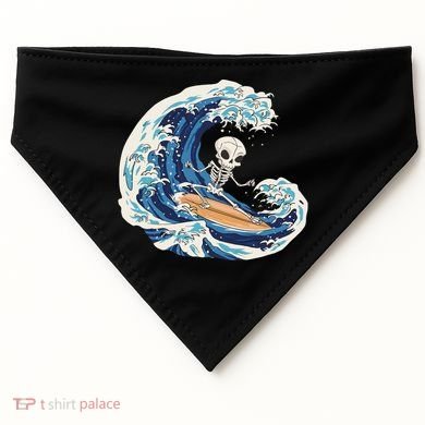 Skeleton Surfing Summer Surfer USA-Made Doggie Bandana