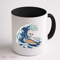 Skeleton Surfing Summer Surfer Coffee Mug thumb 1