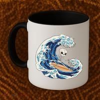 Skeleton Surfing Summer Surfer Coffee Mug thumb 2