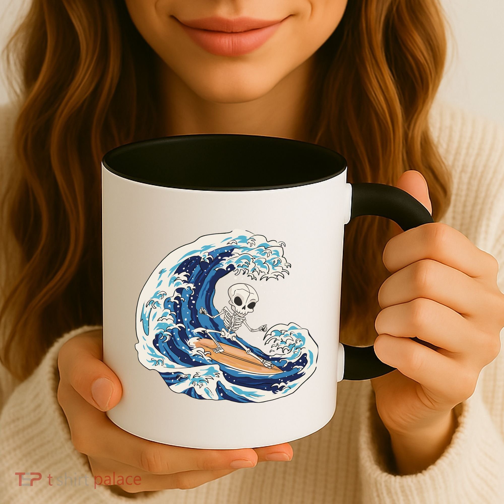 Skeleton Surfing Summer Surfer Coffee Mug