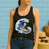 Skeleton Surfing Summer Surfer Women's Tank Top thumb 2