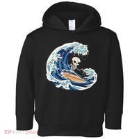 Skeleton Surfing Summer Surfer Toddler Hoodie thumb 0