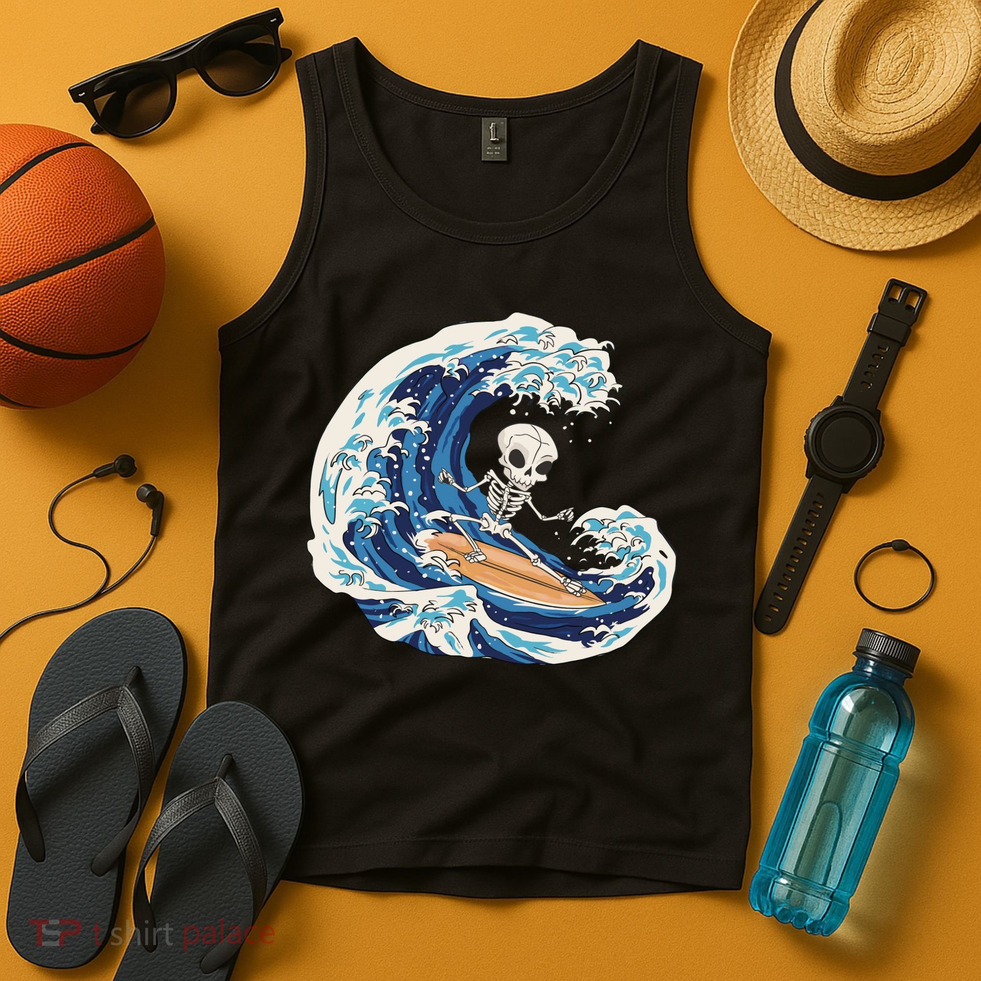 Skeleton Surfing Summer Surfer Tank Top