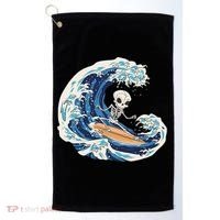 Skeleton Surfing Summer Surfer Golf Towel thumb 0