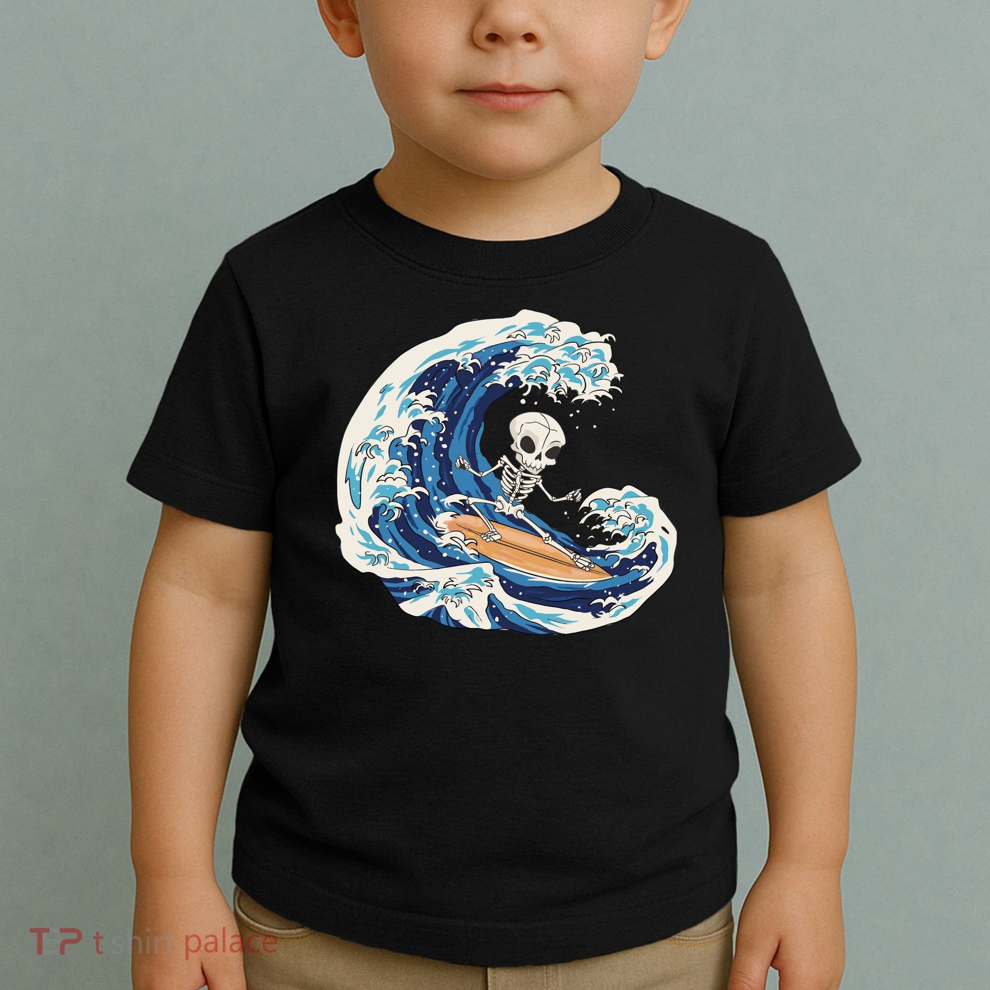 Skeleton Surfing Summer Surfer Toddler T-Shirt