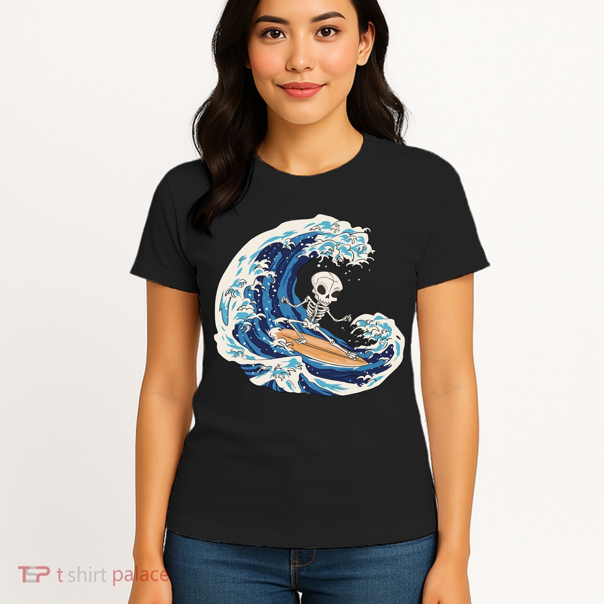 Skeleton Surfing Summer Surfer Women's T-Shirt