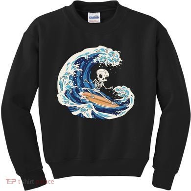 Skeleton Surfing Summer Surfer Kids Sweatshirt