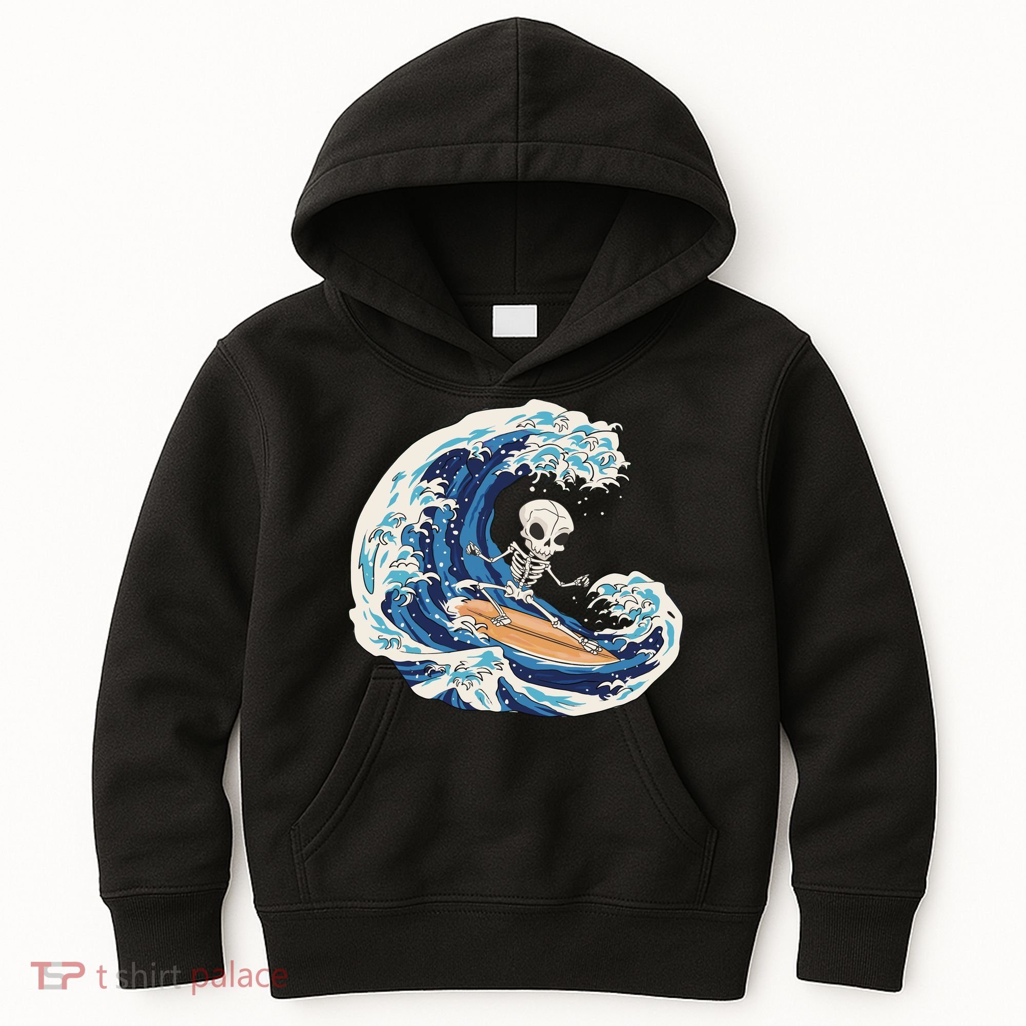 Skeleton Surfing Summer Surfer Kids Hoodie