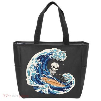 Skeleton Surfing Summer Surfer Tote Bag