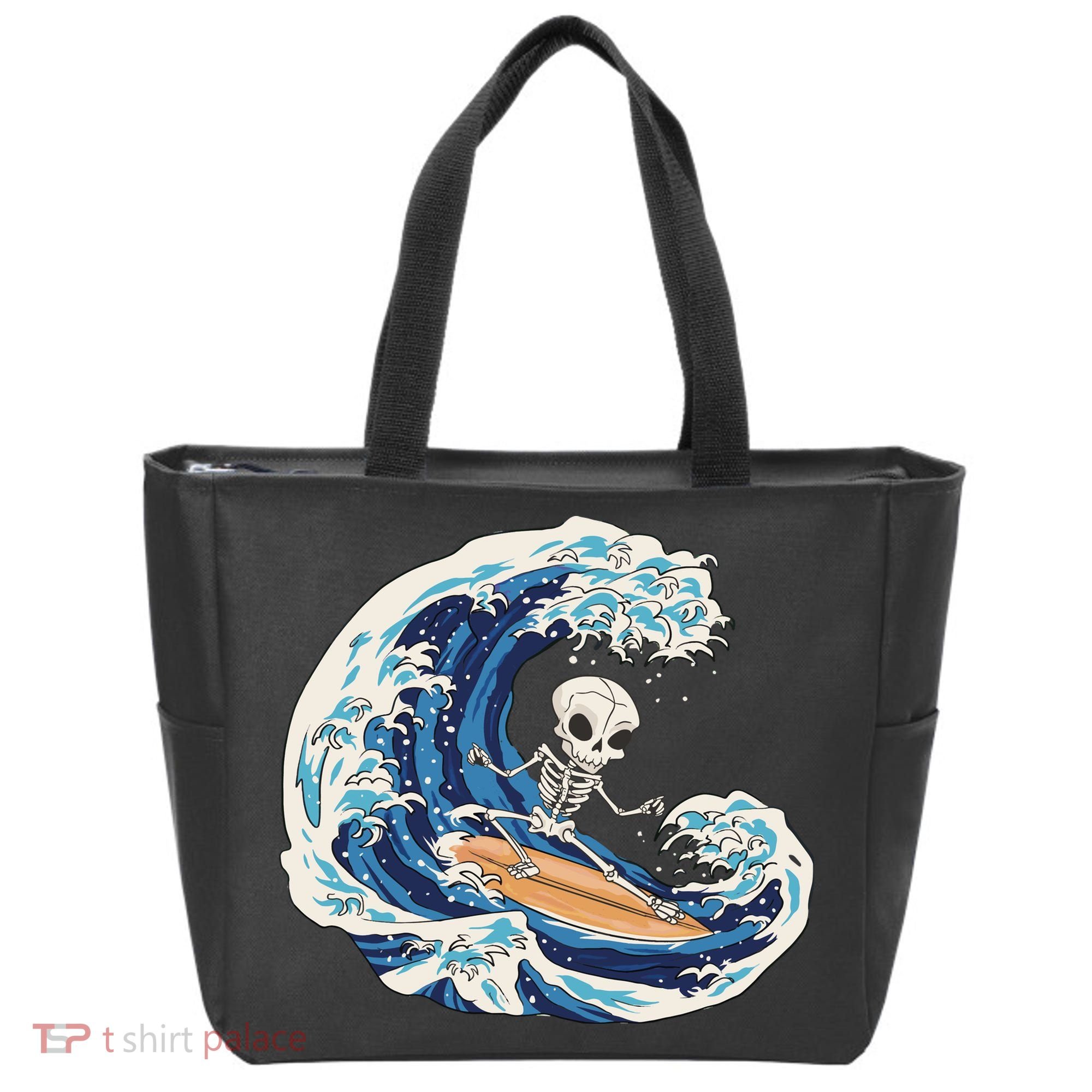 Skeleton Surfing Summer Surfer Tote Bag