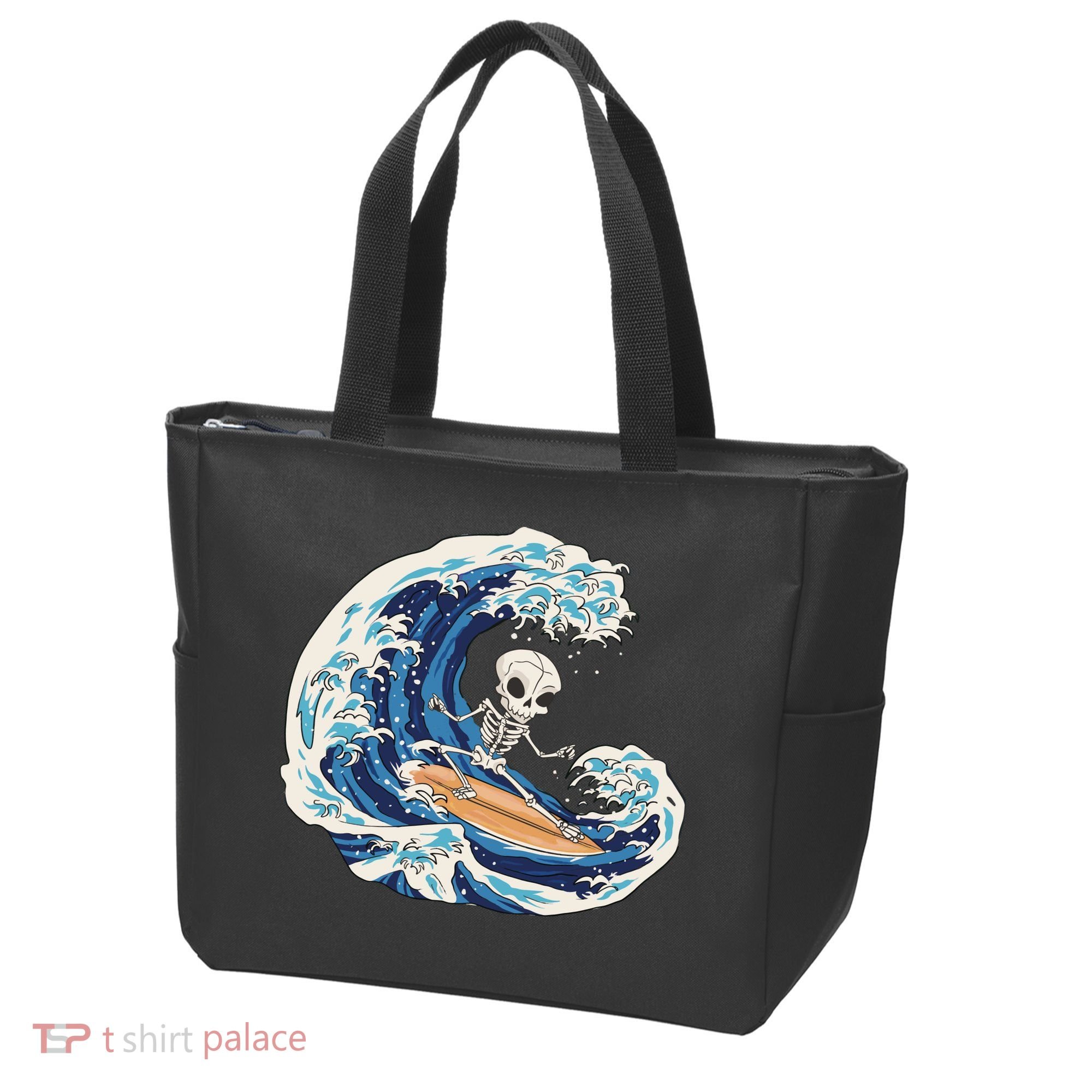 Skeleton Surfing Summer Surfer Tote Bag