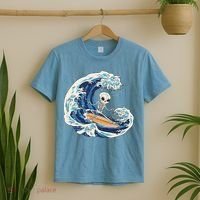 Skeleton Surfing Summer Surfer T-Shirt thumb 2
