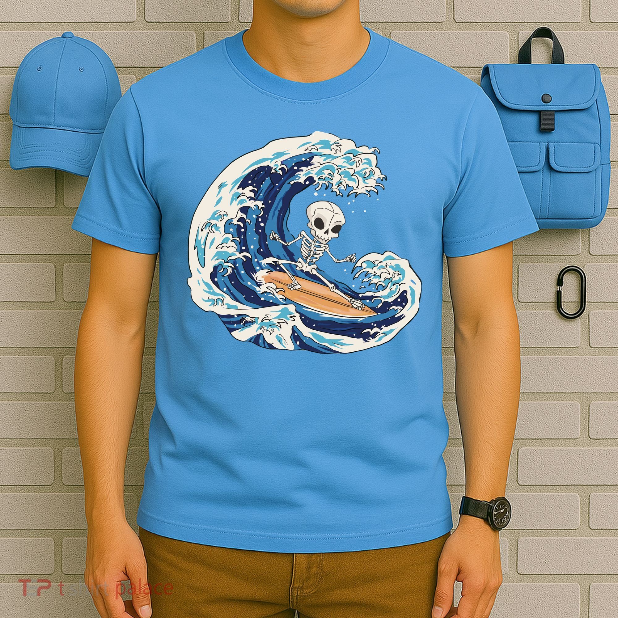 Skeleton Surfing Summer Surfer T-Shirt