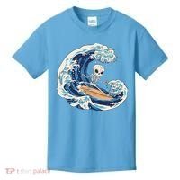 Skeleton Surfing Summer Surfer Kids T-Shirt thumb 0