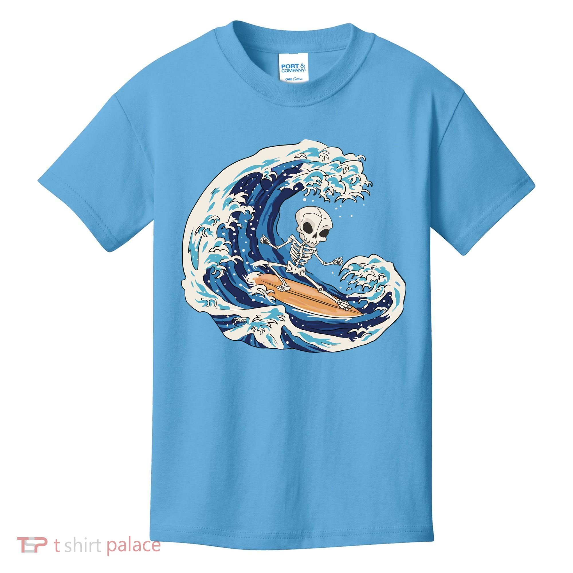 Skeleton Surfing Summer Surfer Kids T-Shirt