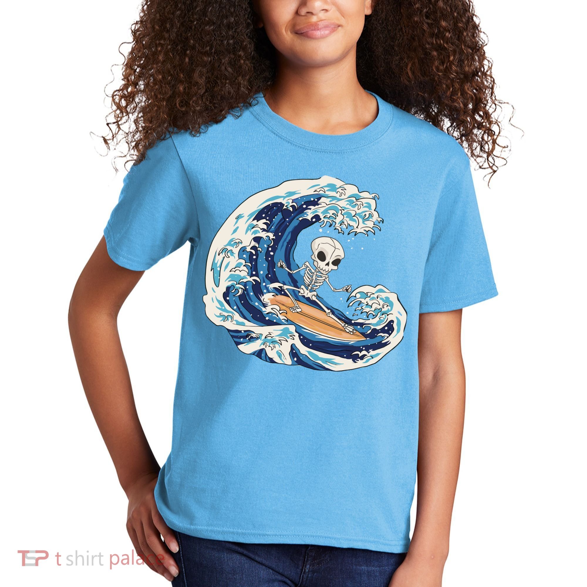 Skeleton Surfing Summer Surfer Kids T-Shirt