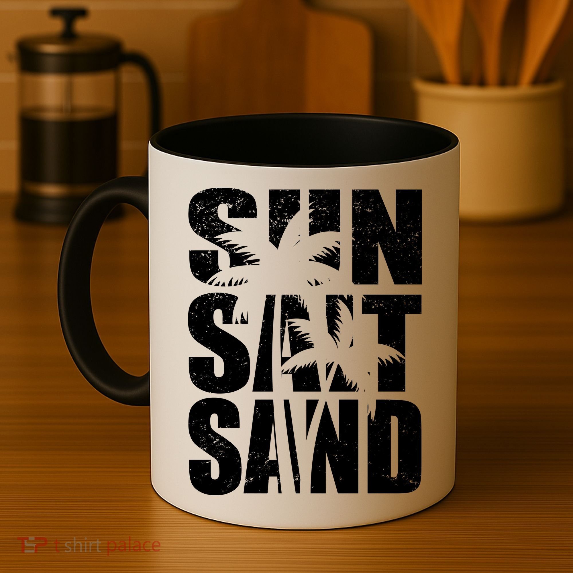 Sun Salt Sand Palm Trees Summer Break Coffee Mug