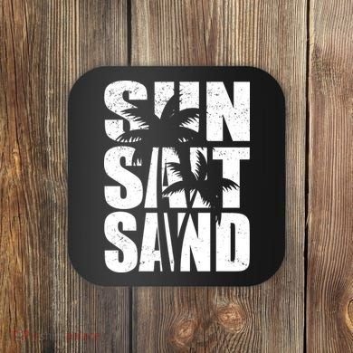 Sun Salt Sand Palm Trees Summer Break Coaster