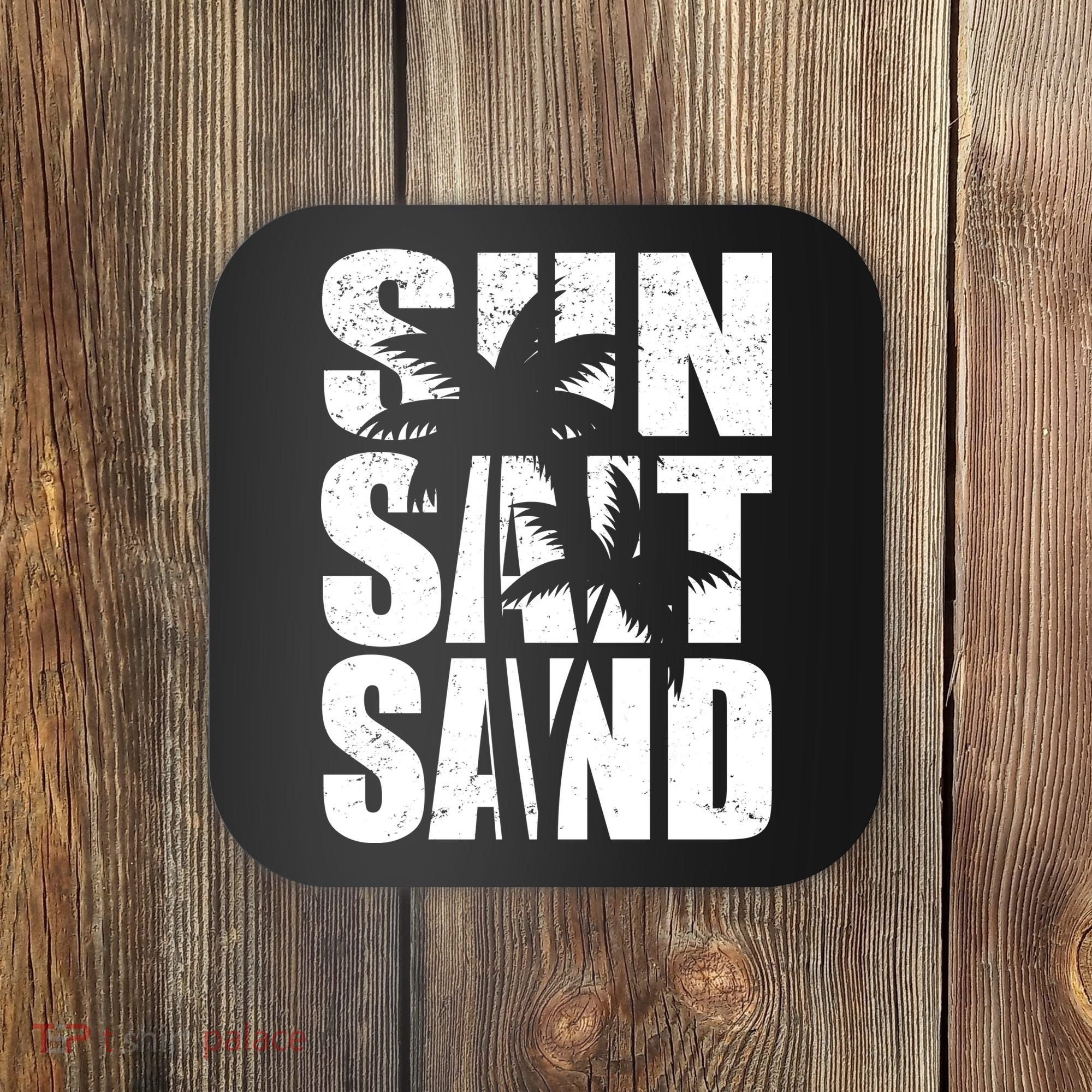 Sun Salt Sand Palm Trees Summer Break Coaster