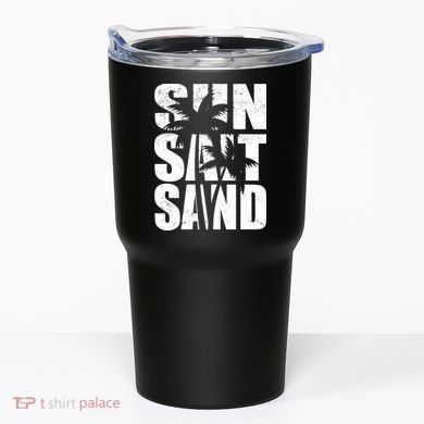 Sun Salt Sand Palm Trees Summer Break Tumbler