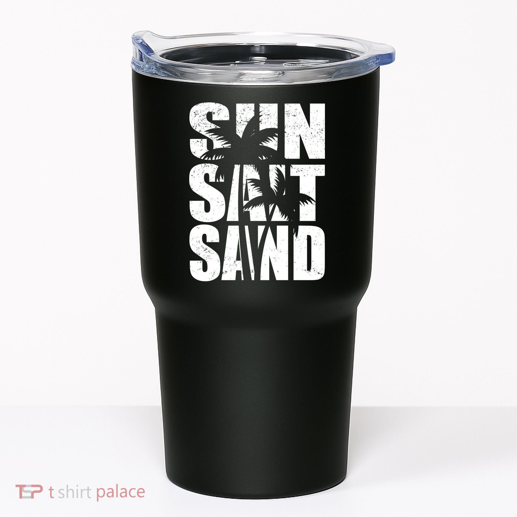 Sun Salt Sand Palm Trees Summer Break Tumbler