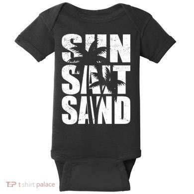 Sun Salt Sand Palm Trees Summer Break Baby Bodysuit