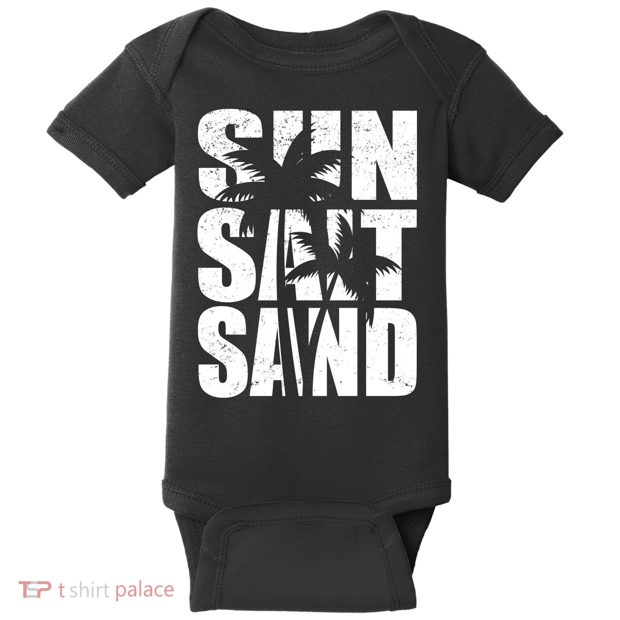 Sun Salt Sand Palm Trees Summer Break Baby Bodysuit