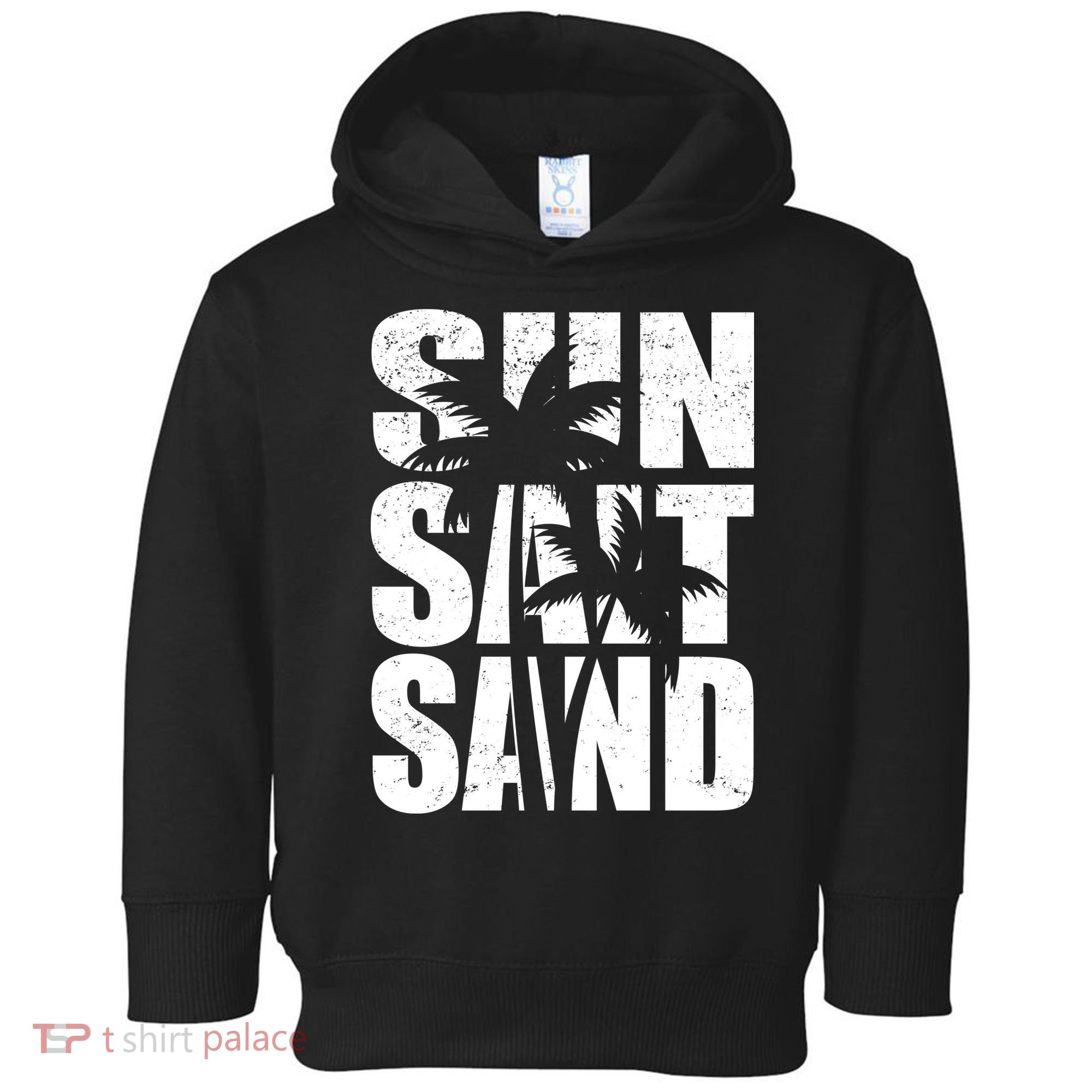 Sun Salt Sand Palm Trees Summer Break Toddler Hoodie