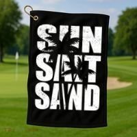 Sun Salt Sand Palm Trees Summer Break Golf Towel thumb 1