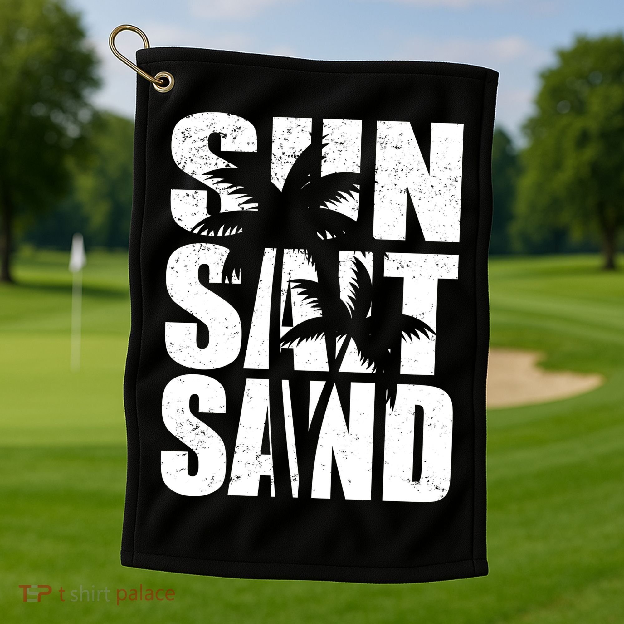 Sun Salt Sand Palm Trees Summer Break Golf Towel
