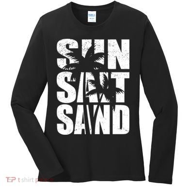 Sun Salt Sand Palm Trees Summer Break Women's Long Sleeve Shirt