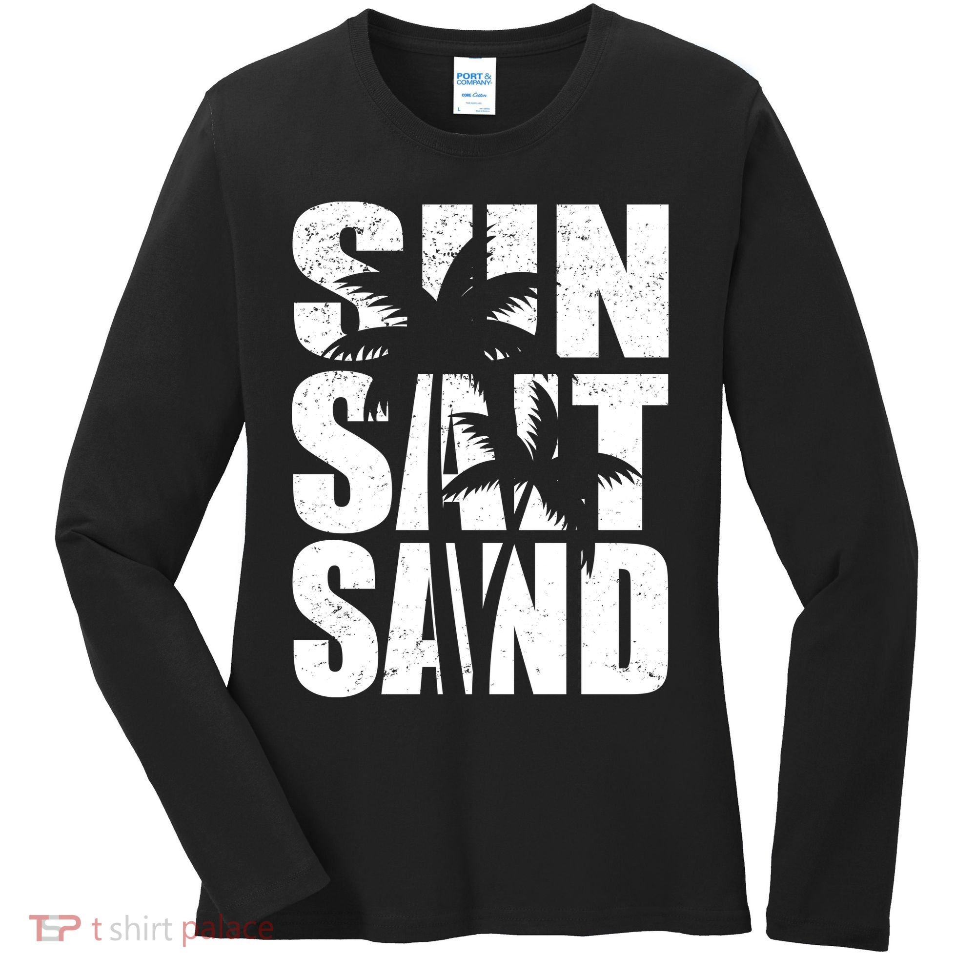 Sun Salt Sand Palm Trees Summer Break Women's Long Sleeve Shirt