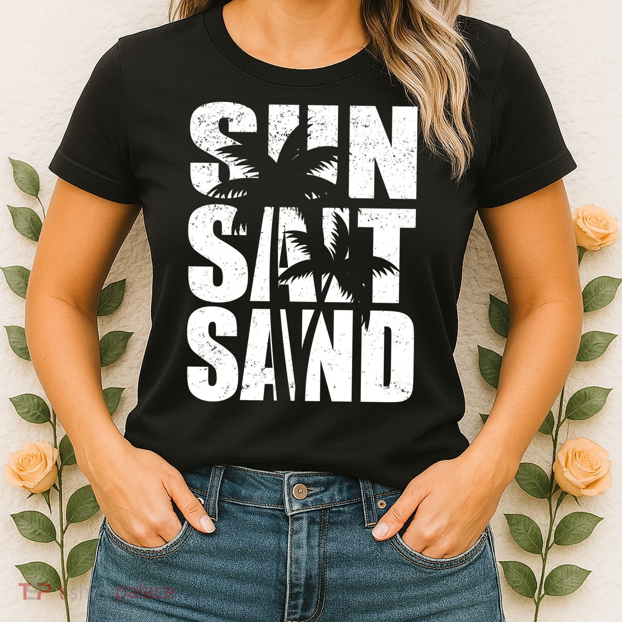 Sun Salt Sand Palm Trees Summer Break Women's T-Shirt