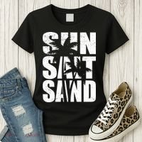 Sun Salt Sand Palm Trees Summer Break Women's T-Shirt thumb 3