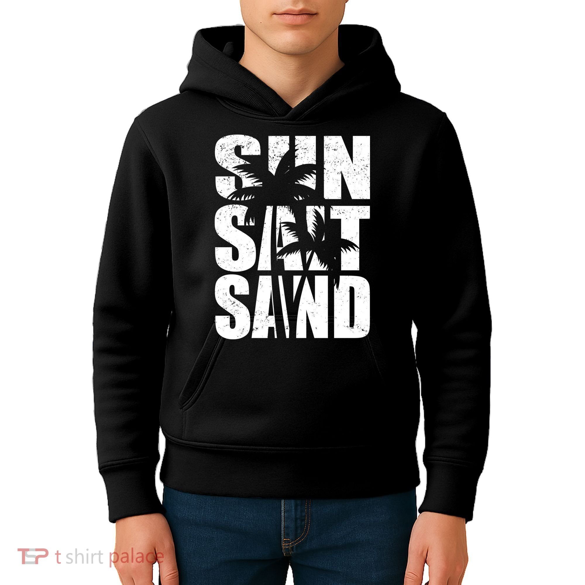 Sun Salt Sand Palm Trees Summer Break Kids Hoodie