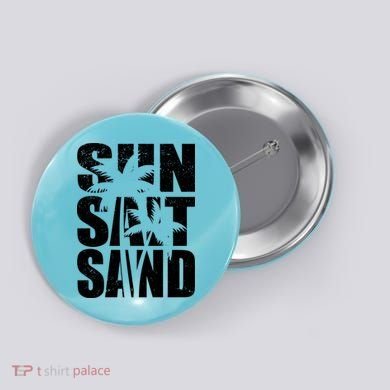Sun Salt Sand Palm Trees Summer Break Button