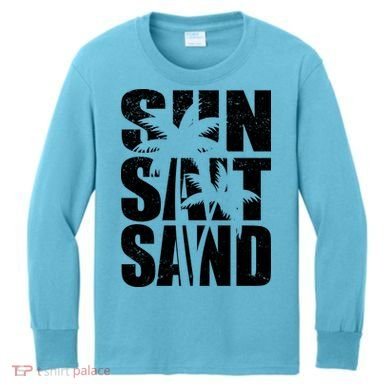 Sun Salt Sand Palm Trees Summer Break Kids Long Sleeve Shirt