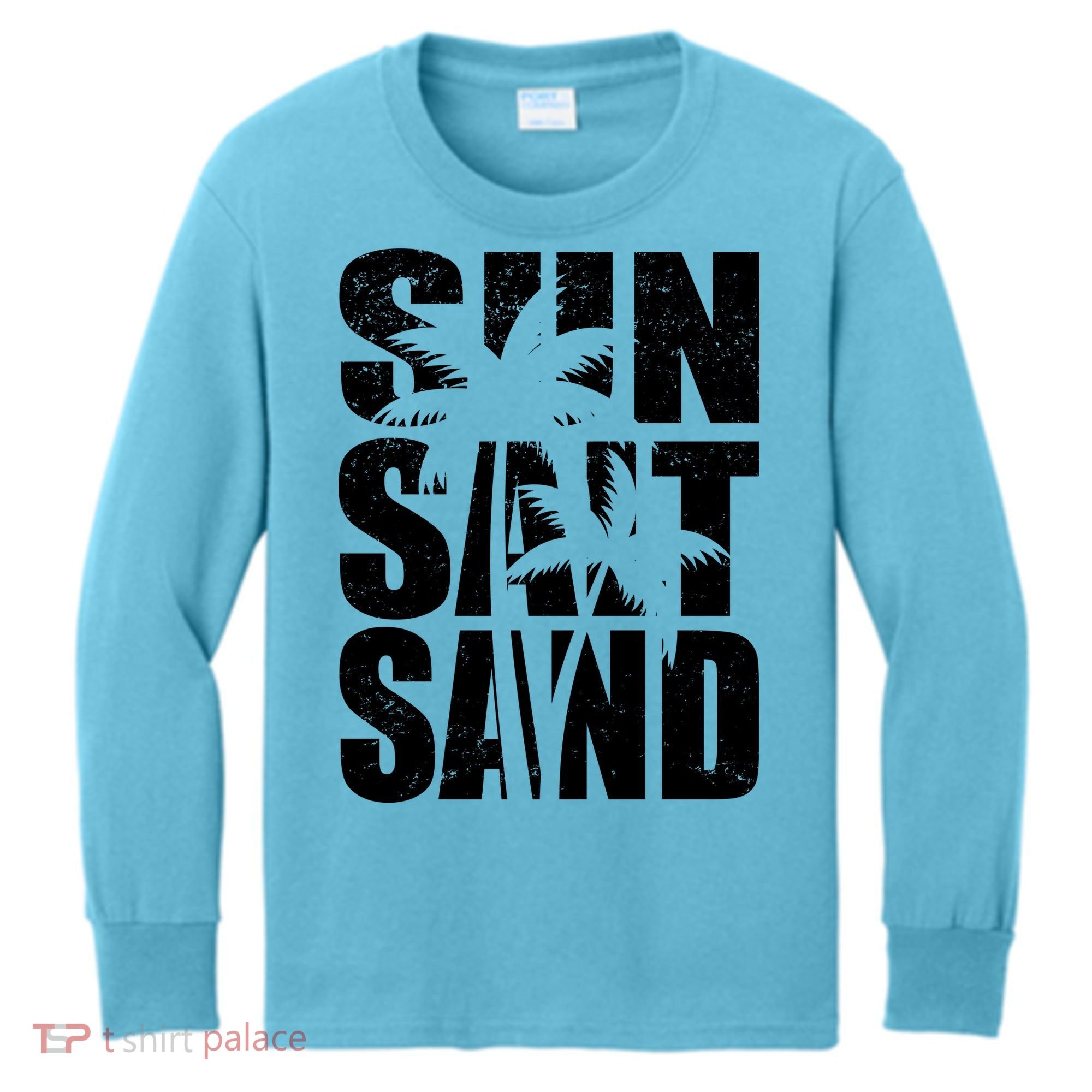 Sun Salt Sand Palm Trees Summer Break Kids Long Sleeve Shirt