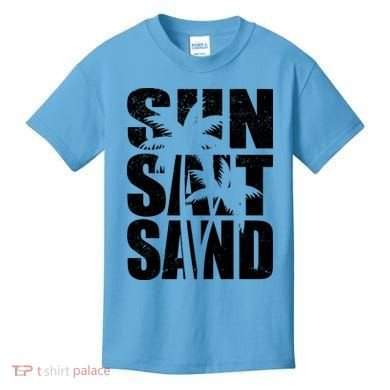 Sun Salt Sand Palm Trees Summer Break Kids T-Shirt