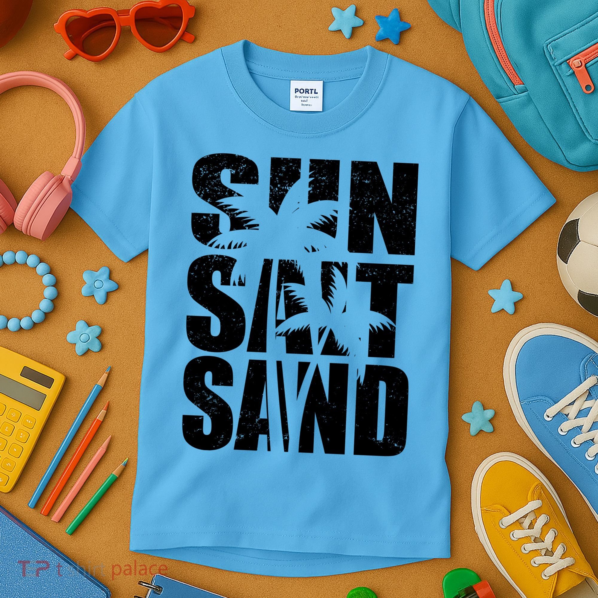 Sun Salt Sand Palm Trees Summer Break Kids T-Shirt