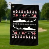 Submarine Service Submariner Ugly Christmas Gift Golf Towel thumb 1